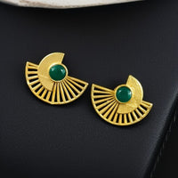 Maharani Jewels Radiance Gold-Plated Pota Stone Stud Earrings