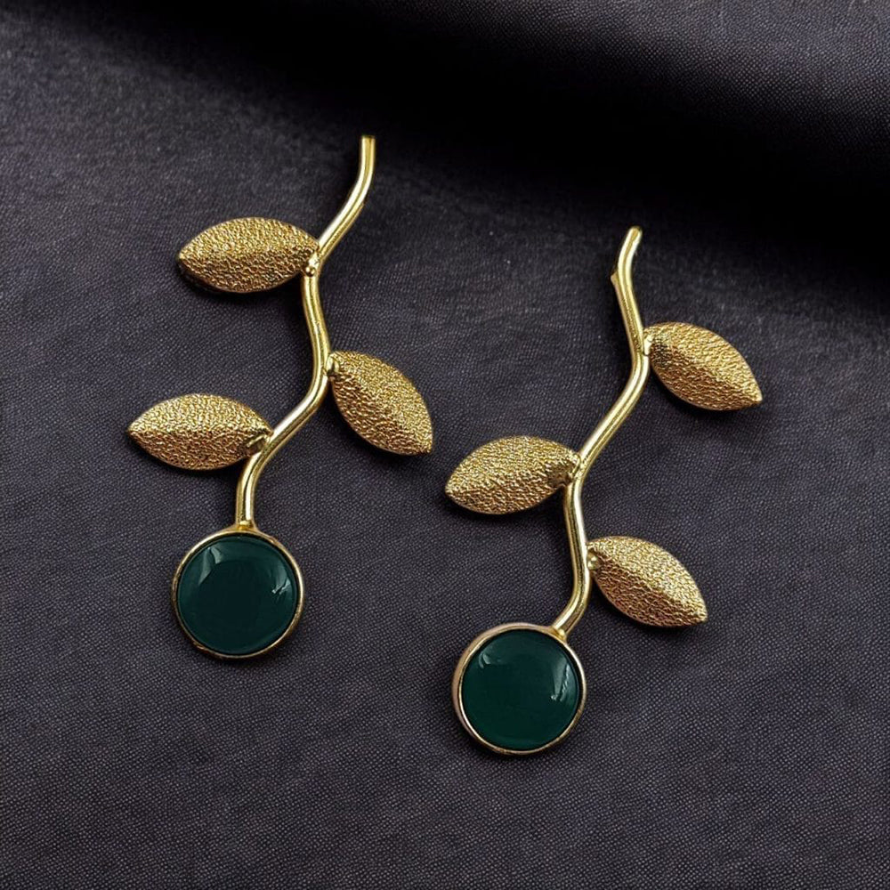 Maharani Jewels Gold Plated Pota Stone Traditional Dangler Earrings