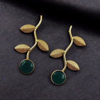 Maharani Jewels Gold Plated Pota Stone Traditional Dangler Earrings