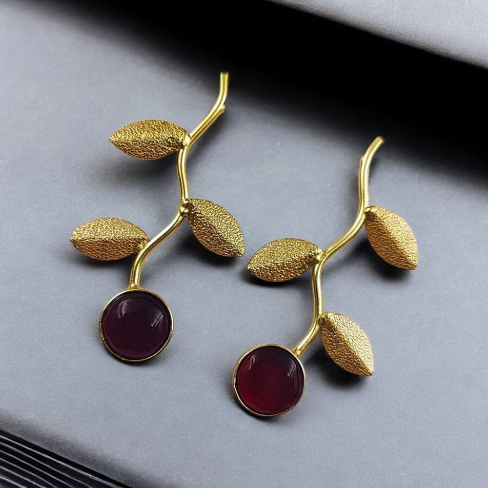 Maharani Jewels Gold Plated Pota Stone Traditional Dangler Earrings