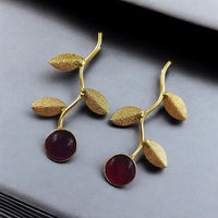Maharani Jewels Gold Plated Pota Stone Traditional Dangler Earrings