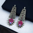 Maharani Jewels Designer Oxidised Pota Stone Dangler Earrings for Women