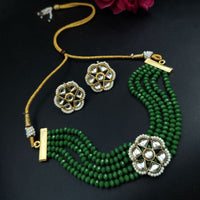 Maharani Jewels Designer Gold Plated Kundan Stone And Pearls Choker Necklace Set
