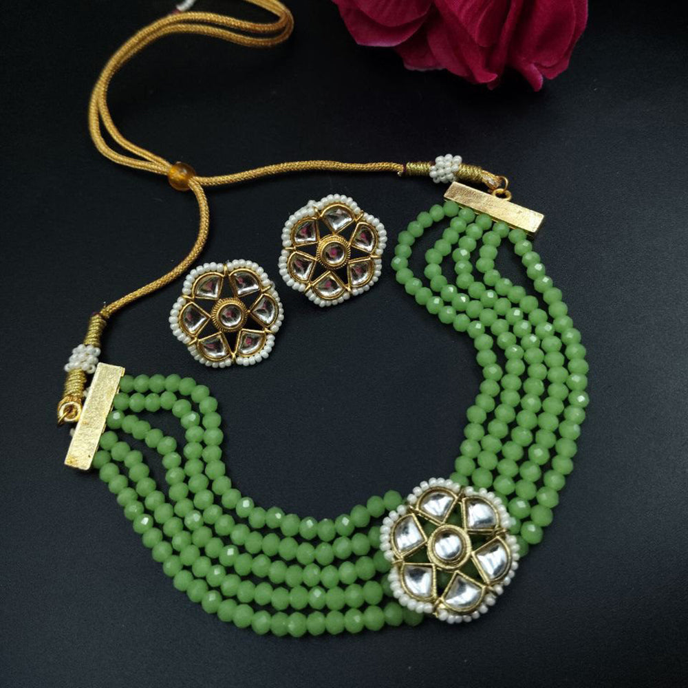 Maharani Jewels Designer Gold Plated Kundan Stone And Pearls Choker Necklace Set