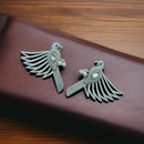 Maharani Jewels Inspired Oxidised Plated Pota & Pearl Detailing Bird Dangler Earrings