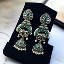 Maharani Jewels Inspired Oxidised Plated Pota & Pearl Detailing Jhumki Earrings