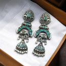 Maharani Jewels Inspired Oxidised Plated Pota & Pearl Detailing Jhumki Earrings
