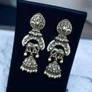 Maharani Jewels Inspired Oxidised Plated Pota & Pearl Detailing Jhumki Earrings