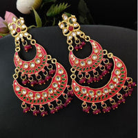 Maharani Jewels Gold Plated Kundan And  Meenakari Dangler Earrings