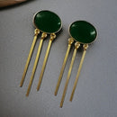 Maharani Jewels Gold Plated Pota Stone Dangler Earrings