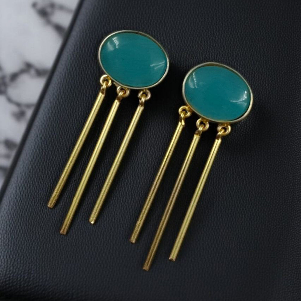 Maharani Jewels Gold Plated Pota Stone Dangler Earrings