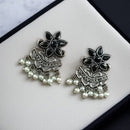 Maharani Jewels Oxidised Plated Pota Stone And Pearl Dangler Earrings