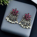 Maharani Jewels Oxidised Plated Pota Stone And Pearl Dangler Earrings