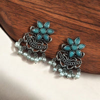 Maharani Jewels Oxidised Plated Pota Stone And Pearl Dangler Earrings