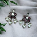 Maharani Jewels Oxidised Plated Pota Stone And Pearl Dangler Earrings