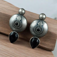 Maharani Oxidised Plated Pota Stone Dangler Earrings
