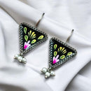 Maharani Oxidised Plated Pota Stone Dangler Earrings