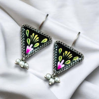Maharani Oxidised Plated Pota Stone Dangler Earrings