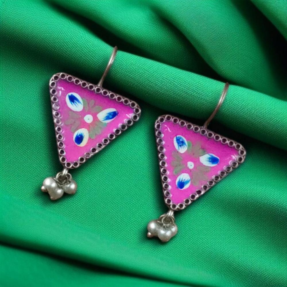 Maharani Oxidised Plated Pota Stone Dangler Earrings