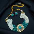 Maharani Jewels Gold Plated Polki Kundan And Beads And Pearl Choker Necklace Set