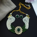 Maharani Jewels Gold Plated Polki Kundan And Beads And Pearl Choker Necklace Set