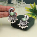 Maharani Jewels Oxidized Plated Pota Stone And Pearl Dangler Earrings (Assorted Color)