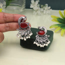 Maharani Jewels Oxidized Plated Pota Stone And Pearl Dangler Earrings (Assorted Color)