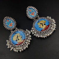 Maharani Jewels Oxidized Plated Pearl Meenakari Dangler Earrings (Assorted Color)