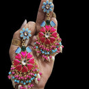 Maharani Jewels Gold Plated Meenakari And Beads Dangler Earrings