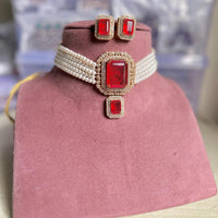 Maharani Jewels Pearl And Crystal Stone Choker Necklace Set