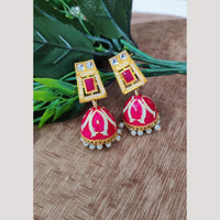 Maharani Jewels Pota Stone And Pearl Meenakari Jhumki Earrings