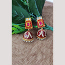 Maharani Jewels Pota Stone And Pearl Meenakari Jhumki Earrings