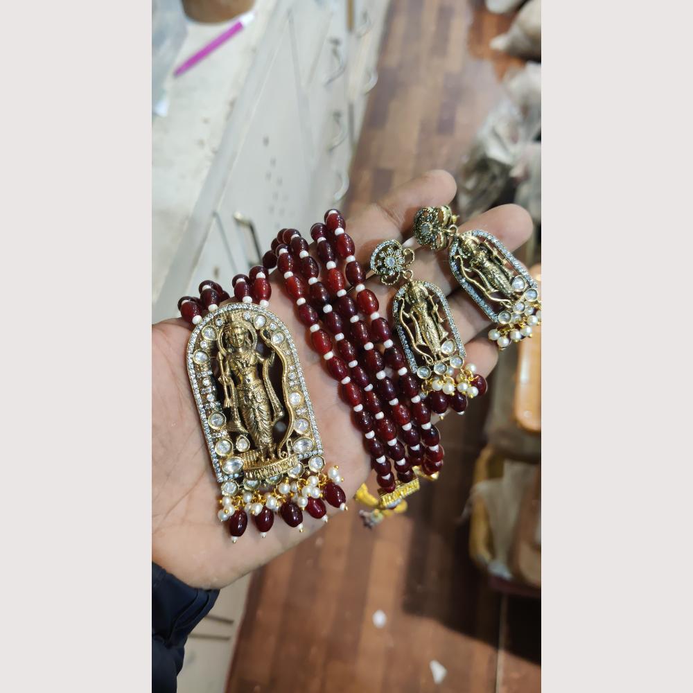 Maharani Jewels Austrian Stone Temple Long Necklace Set