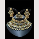 Maharani Jewels Pota Stone And Pearls Meenakari Choker Necklace Set