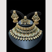 Maharani Jewels Pota Stone And Pearls Meenakari Choker Necklace Set