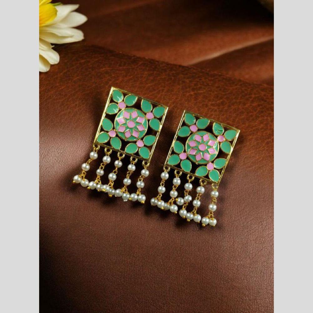 Maharani Jewels Heritage Meenakari Accents Beaded Dangler Earrings
