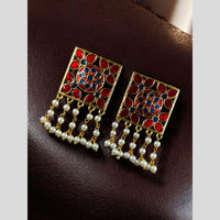 Maharani Jewels Heritage Meenakari Accents Beaded Dangler Earrings