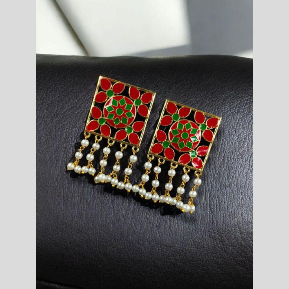 Maharani Jewels Heritage Meenakari Accents Beaded Dangler Earrings