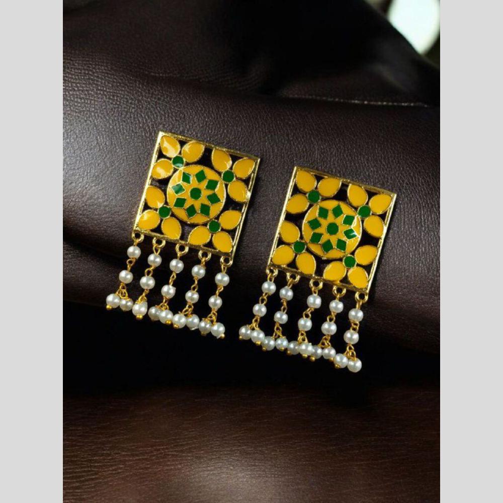 Maharani Jewels Heritage Meenakari Accents Beaded Dangler Earrings