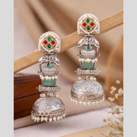 Maharani Jewels Traditional 2 Tone Pota Stone And Pearl Jhumki Earrings