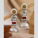 Maharani Jewels Traditional 2 Tone Pota Stone And Pearl Jhumki Earrings