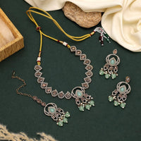 Maharani Jewels Pota Stone and Crystals With Pearl Drops Necklace Set
