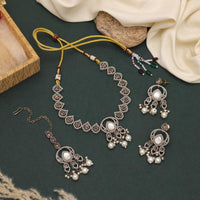 Maharani Jewels Pota Stone and Crystals With Pearl Drops Necklace Set