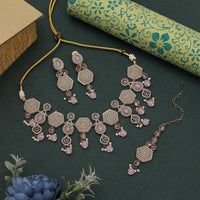 Maharani Jewels Pota Stone and Crystals With Mangtikka Necklace Set