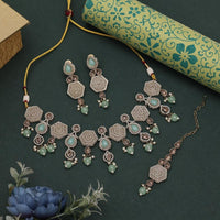 Maharani Jewels Pota Stone and Crystals With Mangtikka Necklace Set