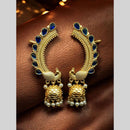 Maharani Jewels Peacock Design Pota Stone Ear cuff Jhumki Earrings