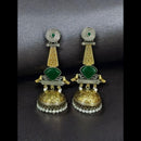 Maharani Jewels Gold Plated Pota Stone And Pearl Jhumki Earrings