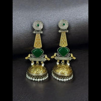 Maharani Jewels Gold Plated Pota Stone And Pearl Jhumki Earrings