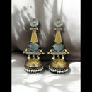 Maharani Jewels Gold Plated Pota Stone And Pearl Jhumki Earrings