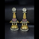 Maharani Jewels Gold Plated Pota Stone And Pearl Jhumki Earrings